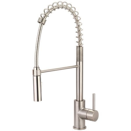 PIONEER Single Handle Pre-Rinse Spring Pull-Down Kitchen Faucet in PVD Brushed Nickel 2MT280-BN